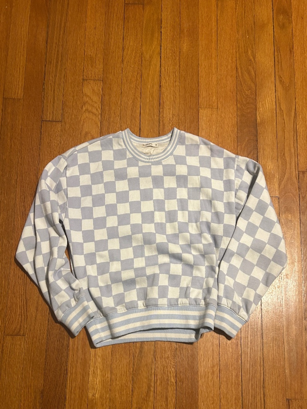Marine Layer Blue White Checkered Crewneck Sweater Women’s XS